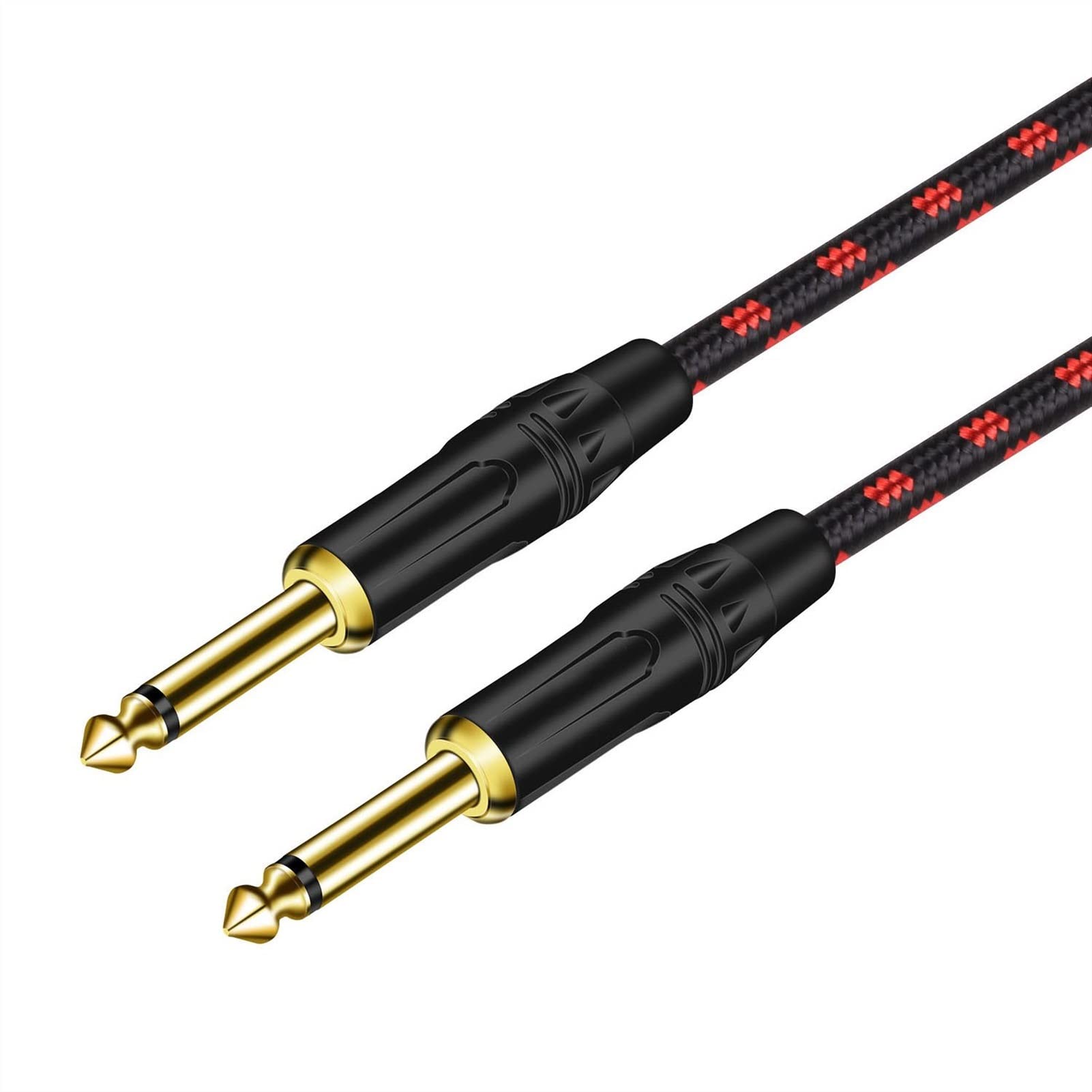 instrument gitarowy kabel Wyjście 6.35 Mm Mono Cable Male Do Male 1/4 Dla Bass Guitar Keyboard Speaker-Black/Crimson Tweed (Color : 10M)