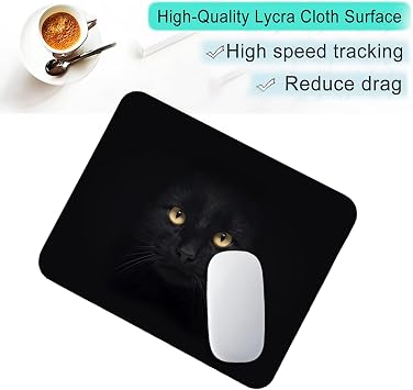 Mouse Pad/Gaming Mouse Pad/Mouse Mats for Desk/Mouse Pad 320 x 270 x 3 mm,Stitched Edges Anti-Slip Waterproof Rubber Base Mouse Mat,Square MousePad/improved precision and speed -Black Cat