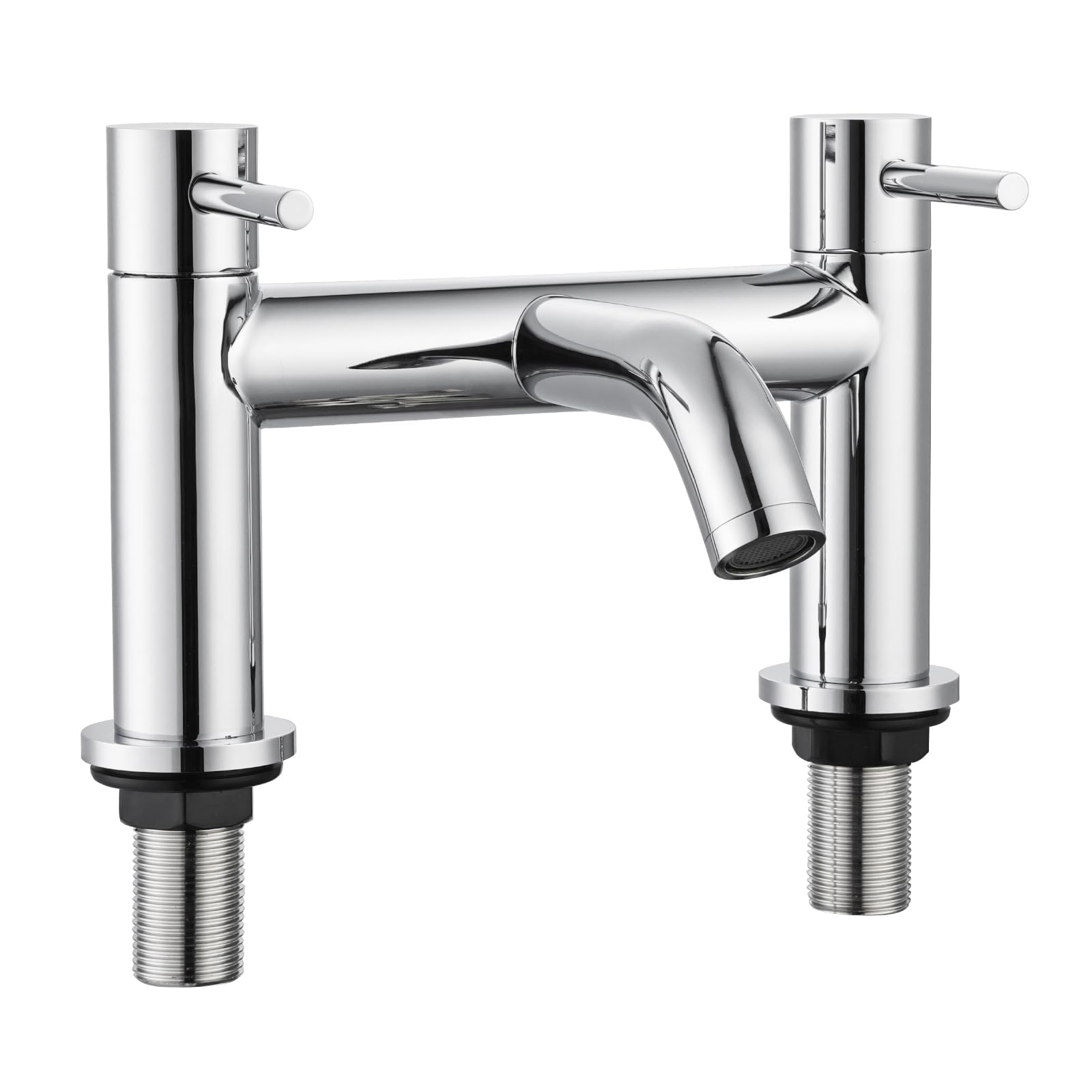 Peppermint Bath Taps Double Lever Bath Mixer Tap Monobloc Lead-Free Stainless Steel Bathroom Faucet 2 in 1 Mixer Taps Modern Deck Mounted Bathroom Filler Faucet Chrome