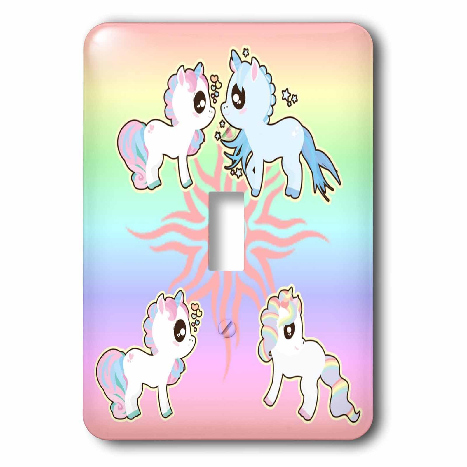 Interrupteur à bascule licorne et arc-en-ciel multicolore pour deco chambre enfant