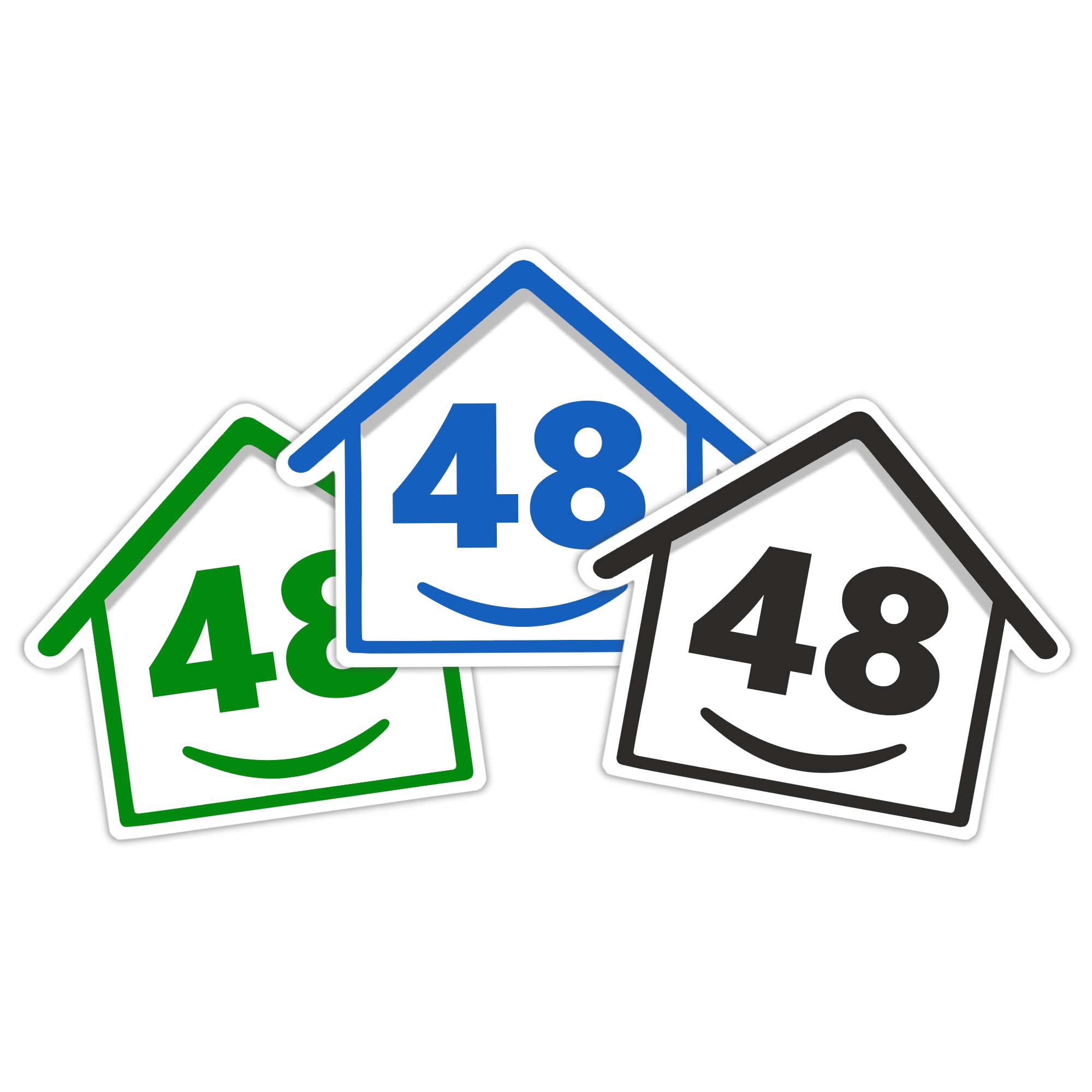 3 x Bin Numbers for Wheelie Bins, 1-99, 15cm ‘Happy House’ Colour Design Dustbin Stickers, Easy Application Stick On Number Stickers - Weatherproof Self Adhesive Vinyl – Blue, Black and Green (14) — view 14