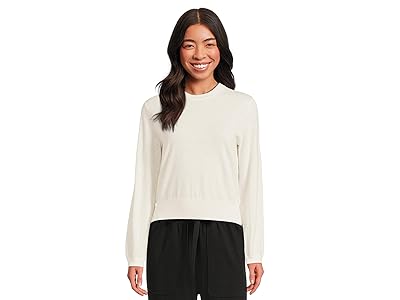 Lilla P Shirred Sleeve Crew Neck Sweater Women