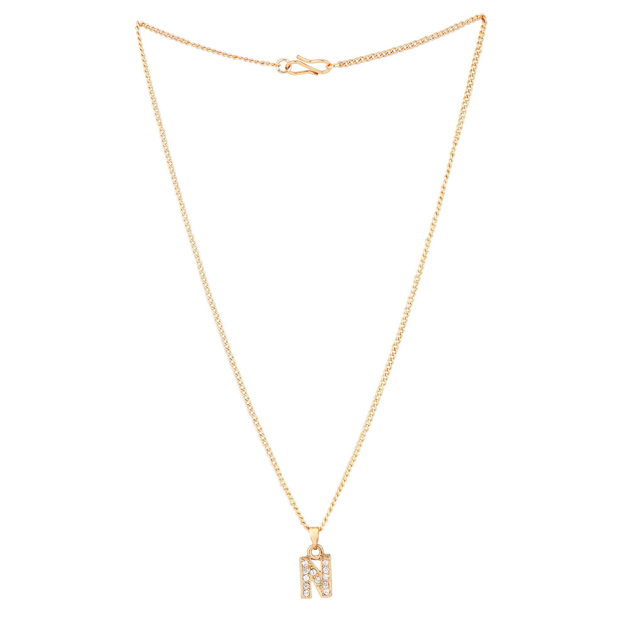 Rose Plated Small Letter Pendant with Crystals