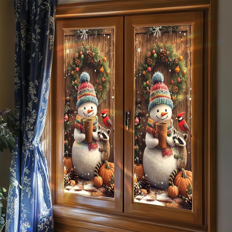 Vinilo Decorativo para Ventana Navideño con Muñeco de Nieve miniatura 6