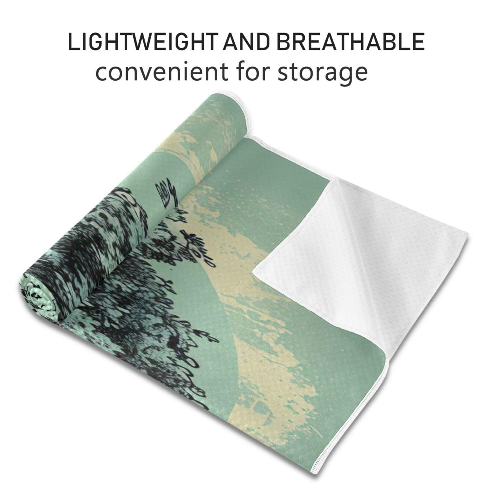 Wassud Towering Trees Yoga Towel Mat with Organizer Bag Sweat Absorbent Yoga Mat Towel Non Slip for Hot Yoga Pilate Fitness 27