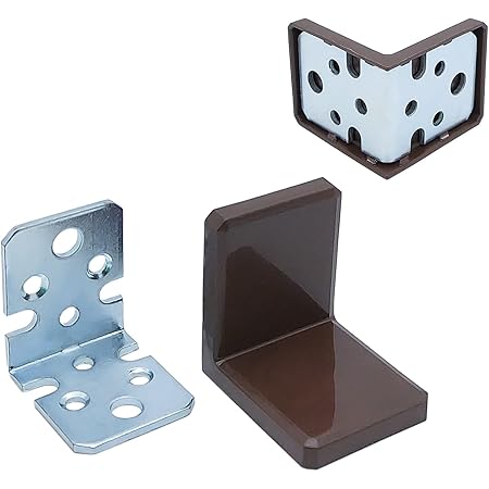YAPIKAN4pcs Brown Earthquake Anti Tip Furniture Anchors Decorative L Bracket for Baby Proofing and Child Safety - Heavy Duty Wardrobe Dresser Cabinet Wall Mounted Hanger Bracket 1.57x1.57 inch