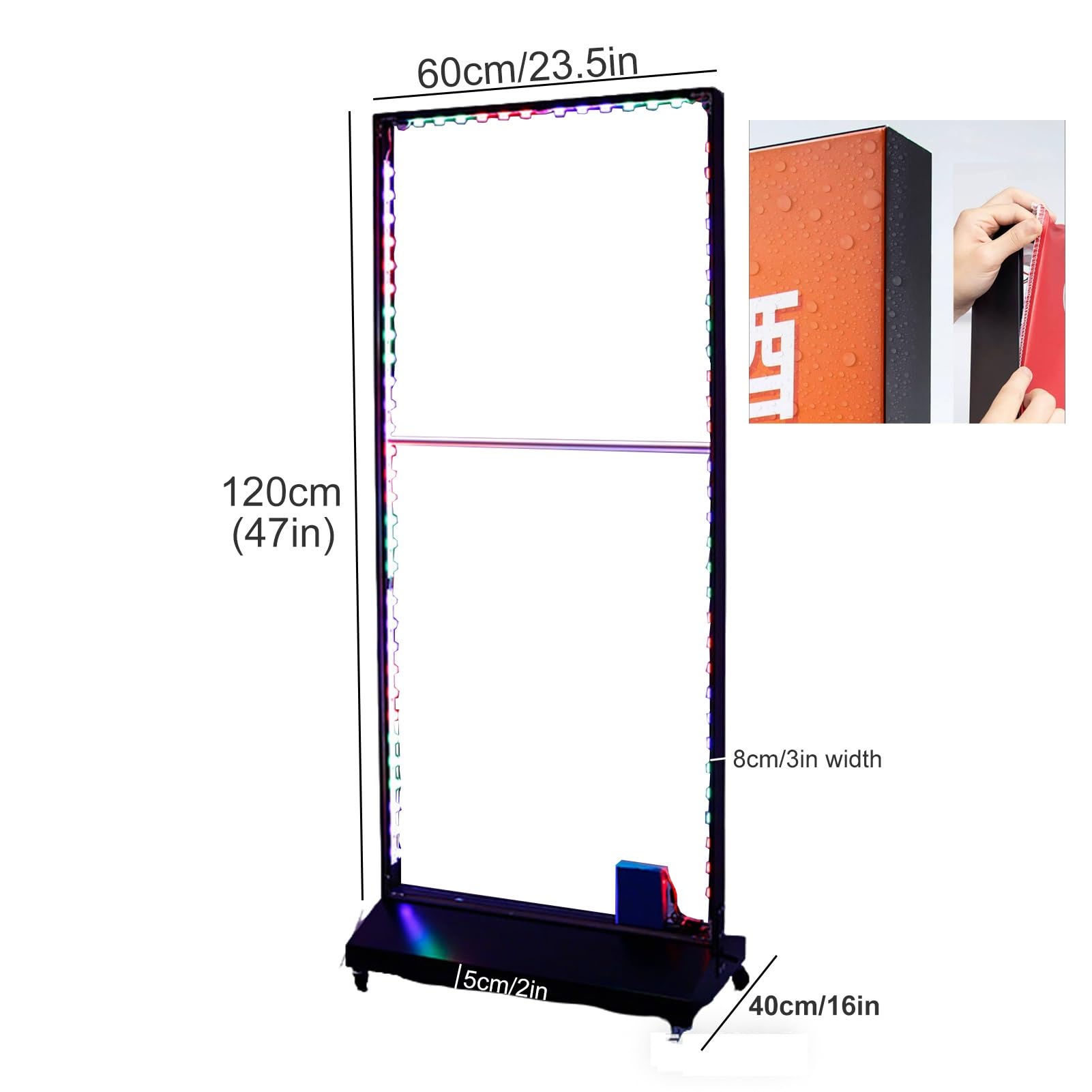 Soporte para letreros de caja de luz LED para exhibición, negocios y tiendas, soporte de señalización de suelo al aire libre (60 x 150 cm), perfecto para promociones y anuncios