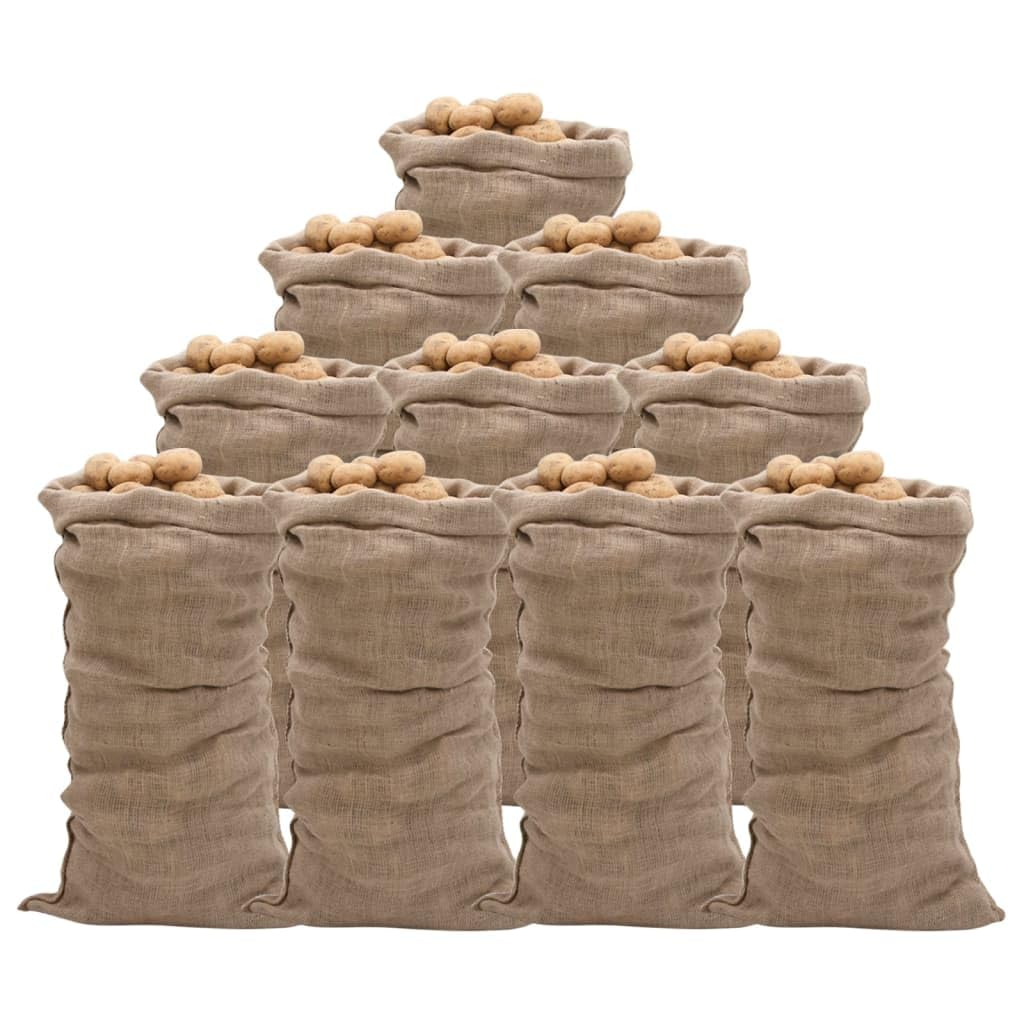 Brokky 155780 Sacchi di Iuta 10pz 65x135 cm 100% Iuta 220 gsm Sacco di Iuta Grande, Sacco di Patate, antigelo per Piante, svernamento, Sacco da Giardino, Sacchetto di Iuta Multifunzionale, Resistente