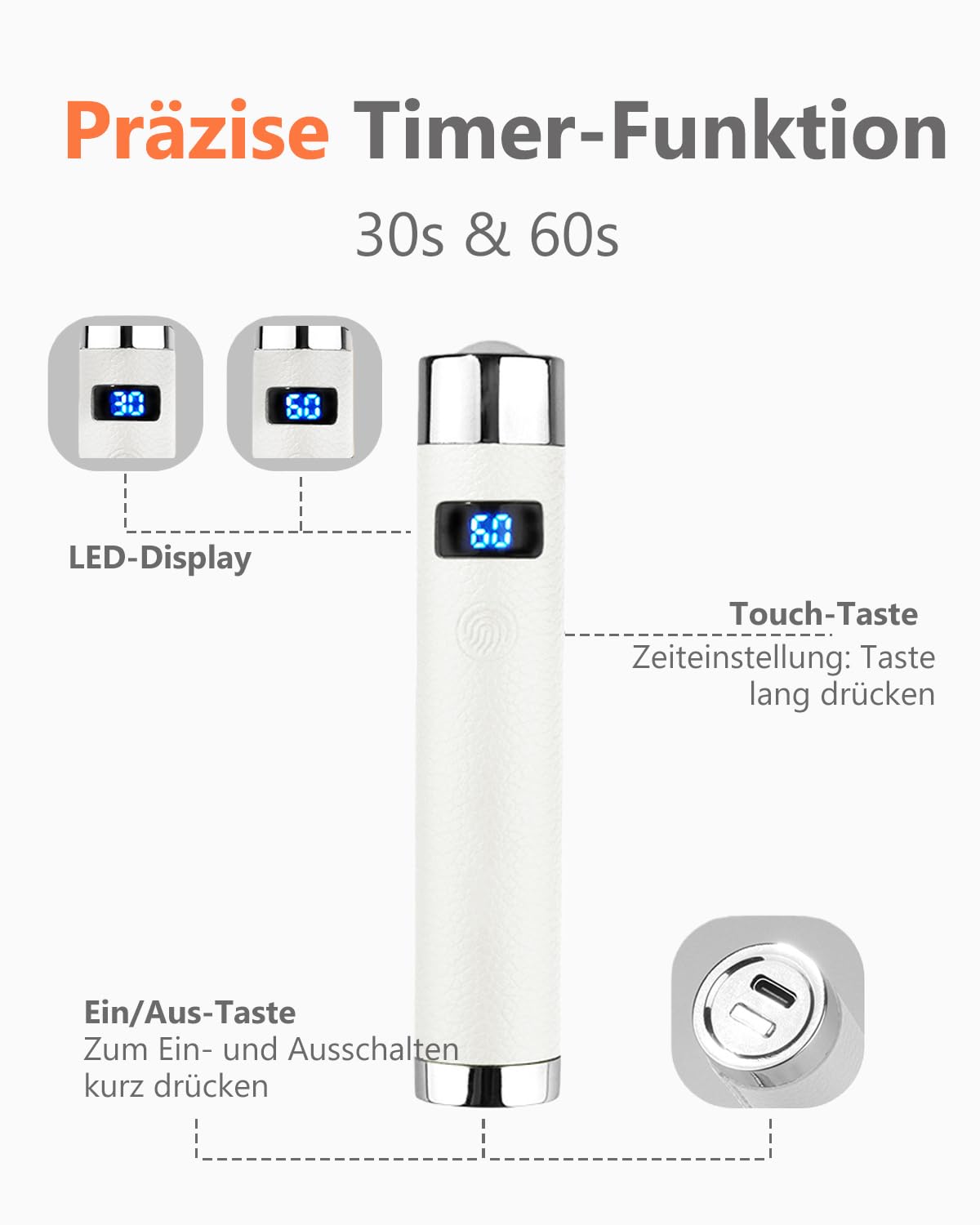 Aokitec UV Lampe für Gelnägel, AI-Sensor UV Lampe Nägel, Berührungslose Aktivierung, 800 mAh Nagellampe für Nagelkleber Nail Tips 3D Gel Nail Art, UV LED Lampe für Nägel Selber Machen Nagelstudio,Weiß