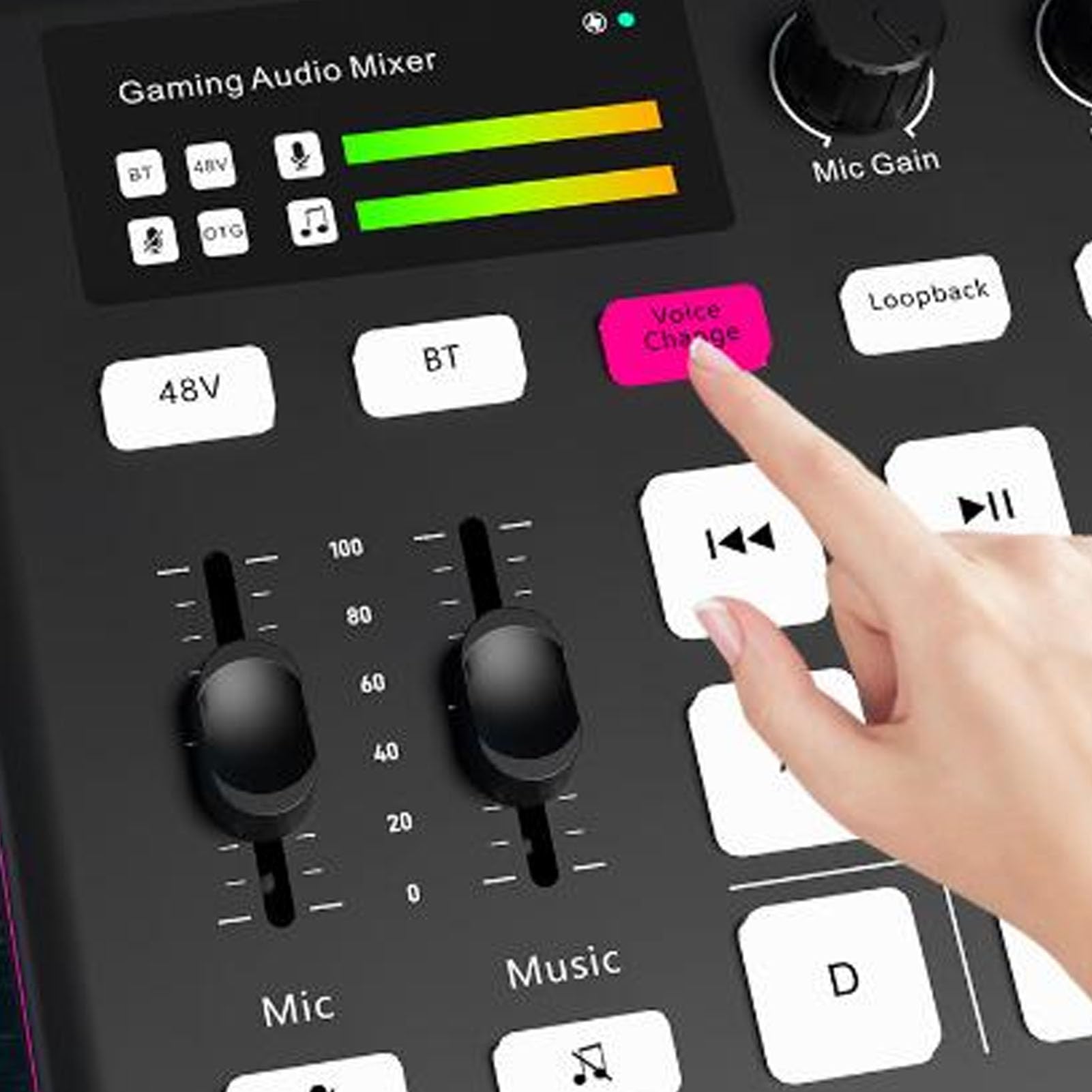 Live-Soundkarte, Bluetooth 3,5 Mm AUX-XLR-Eingang (BLACK) | Sound-Mixer-Board, Sprachwechsler, RGB-Licht, Rauschunterdrückung, für Telefon-Laptop-Podcast-Gaming
