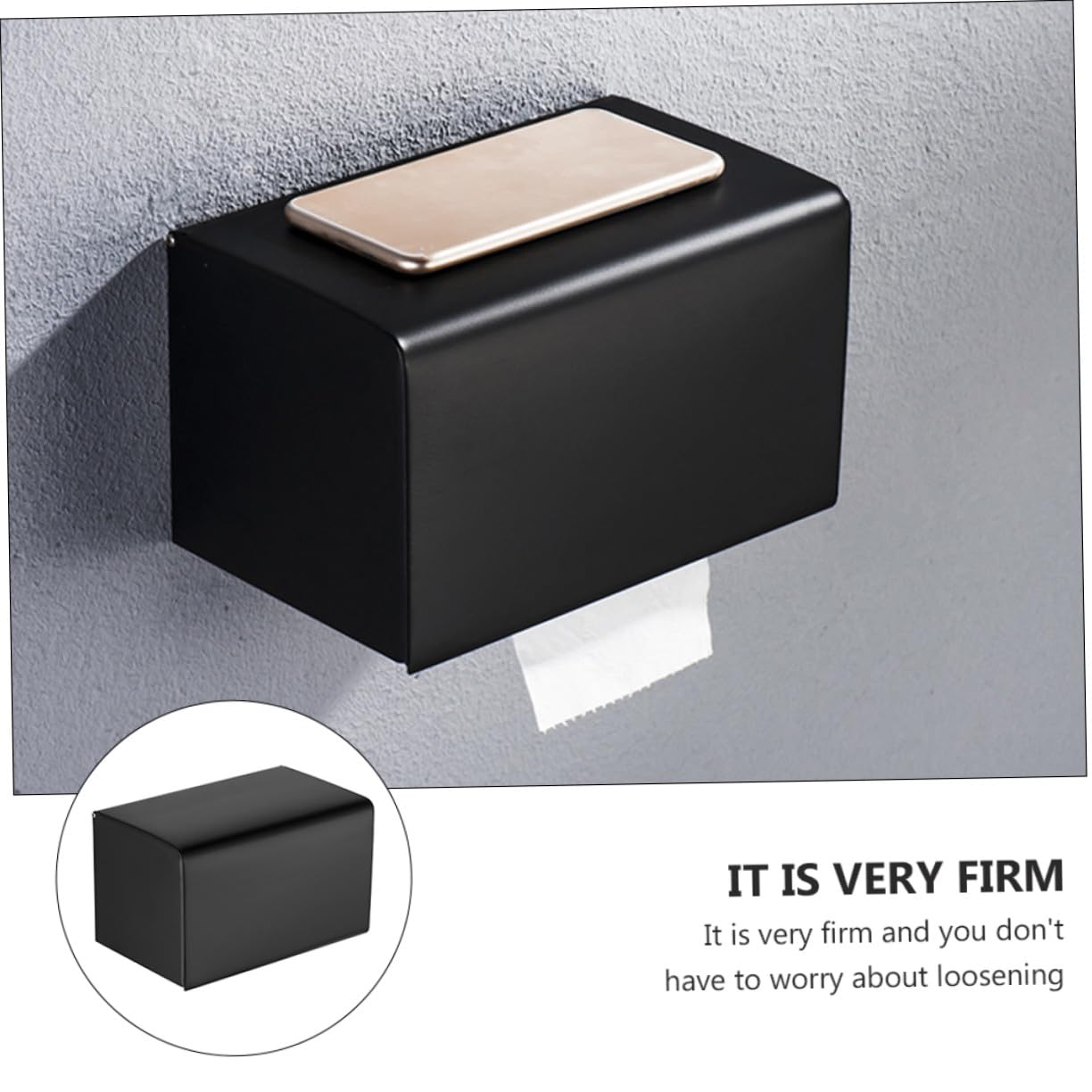 LIFKOME Edelstahl Schwarzer Tissue Box Halter mit Wandmontage Löchern Vielseitiger Toilettenpapierhalter für Haushalt und Hotel Badezimmer