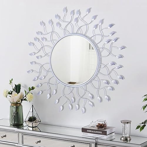 Chende Espejo decorativo de pared con marco plateado