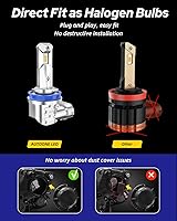 Vista 3 de AUTOONE Bombillas LED antiniebla H8 H11 H16 o DRL, 6000 K blancas superbrillantes para repuesto de luces antiniebla de automóvil, 50000 horas