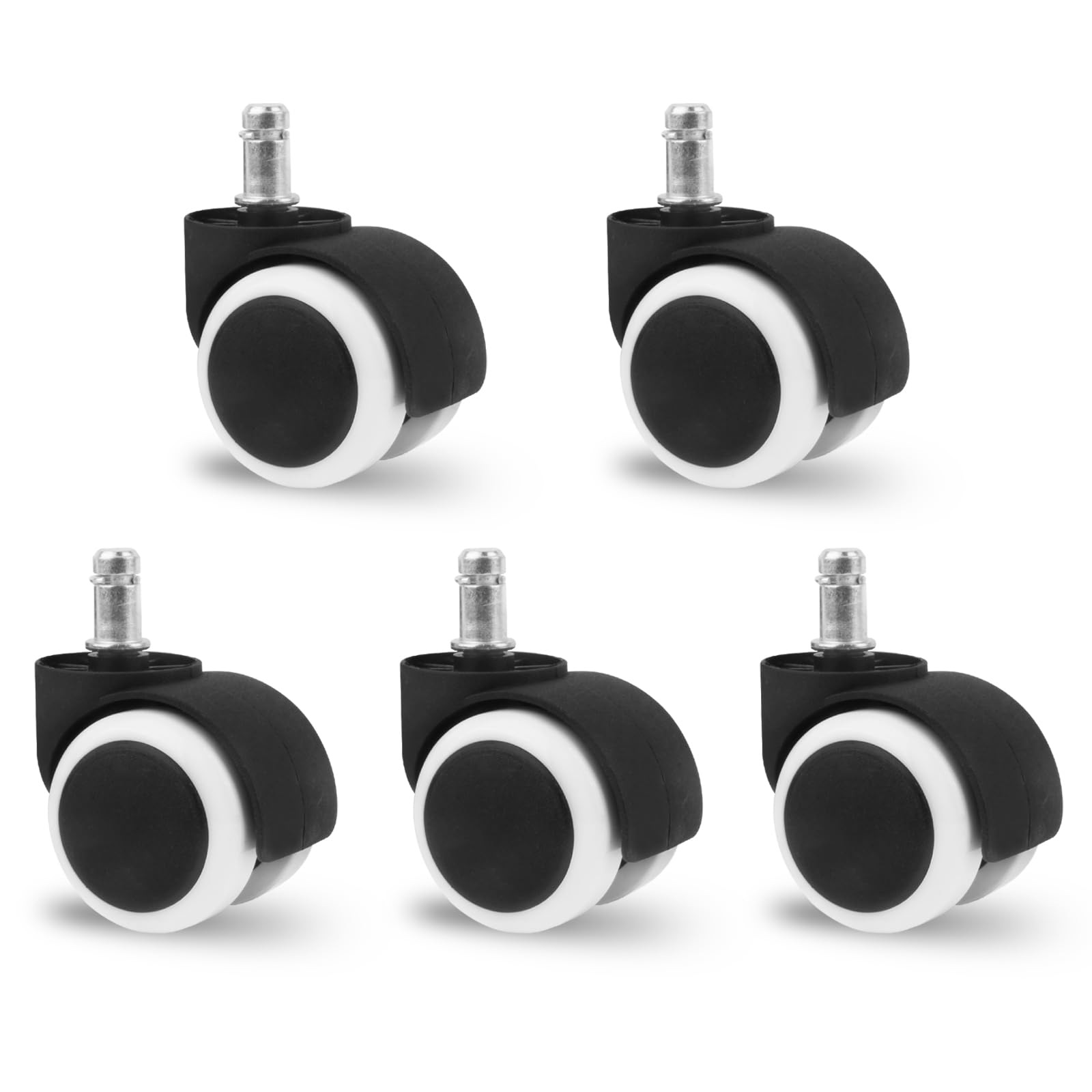 5 Pcs 11 mm Universal Size Office Chair Twin Caster Wheels, Replacement Roller, Ideal for Office Chairs, Gaming Chair, Swivel Chair