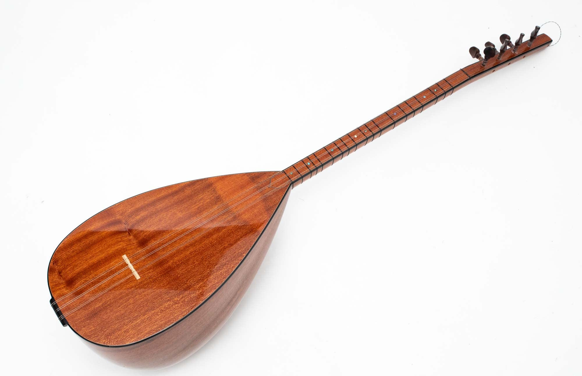 Saz Baglama Türkisches Instrument mit kurzem Hals, spezielles Mahagoniholz mit Ebenholzheringen, handgefertigtes Saiteninstrument