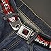 Friday the 13th Belt, Seatbelt Buckle Belt, Friday the 13th Jason Voorhies Mask Text Black Red White, 30 to 44 Inches