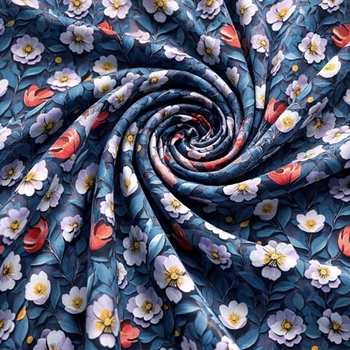 Image of Skyla 7D Bedsheet Double Bed Super King Size with 2 Pillow Covers | Size 108 x 108 Inch | 260 TC Cotton Floral Breathable | Super Soft Printed Bedsheet (Blue Lagoon)
