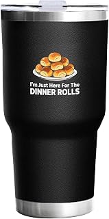 I'm Just Here For The Dinner Rolls 30 Oz Coffee Travel Mug Vintage With Straw And Lid Gifts For Auntie
