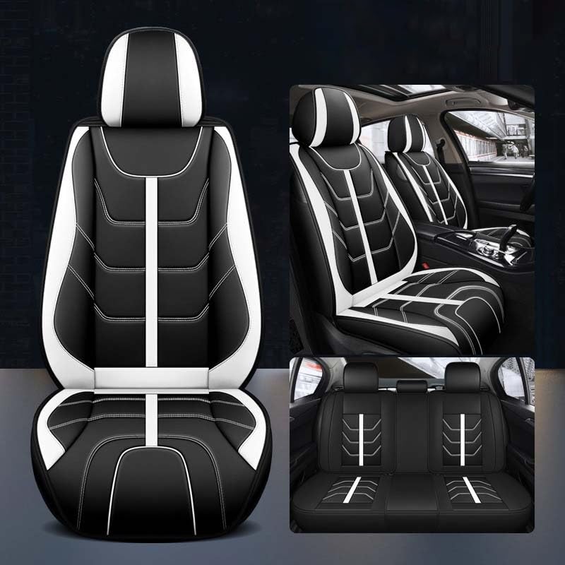 Housse de siège auto en cuir PU blanc pour banquette arrière universelle et compatible airbag