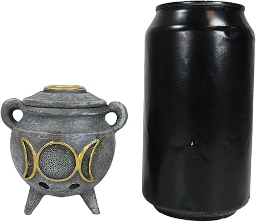 Miniatura 3 de Ebros Gift Witchcraft Wicca Sagrada Triple Luna Femenina Símbolo de Diosa Caldero Cono de Incienso Reflujo Titular Estatuilla de Halloween Oculto