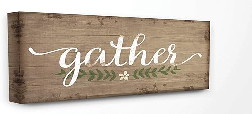 Stupell Industries Lienzo decorativo para pared con texto en inglés "Gather Wood" con textura familiar, 10 x 24 pulgadas, diseño de la artista