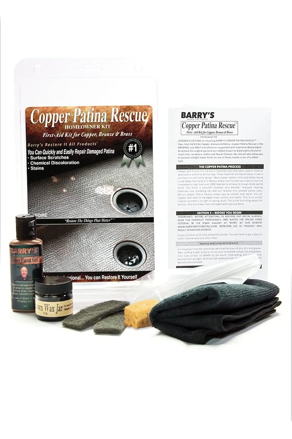 Barry's Restore It All Products - Copper Patina Rescue Homeowner Kit | The #1 ALL-IN-ONE Copper Patina Restoration KIT! Sinks, Hardware, Tables & Faucet Fixtures by Barry's Restore It All Products - Used condition - US$47.79