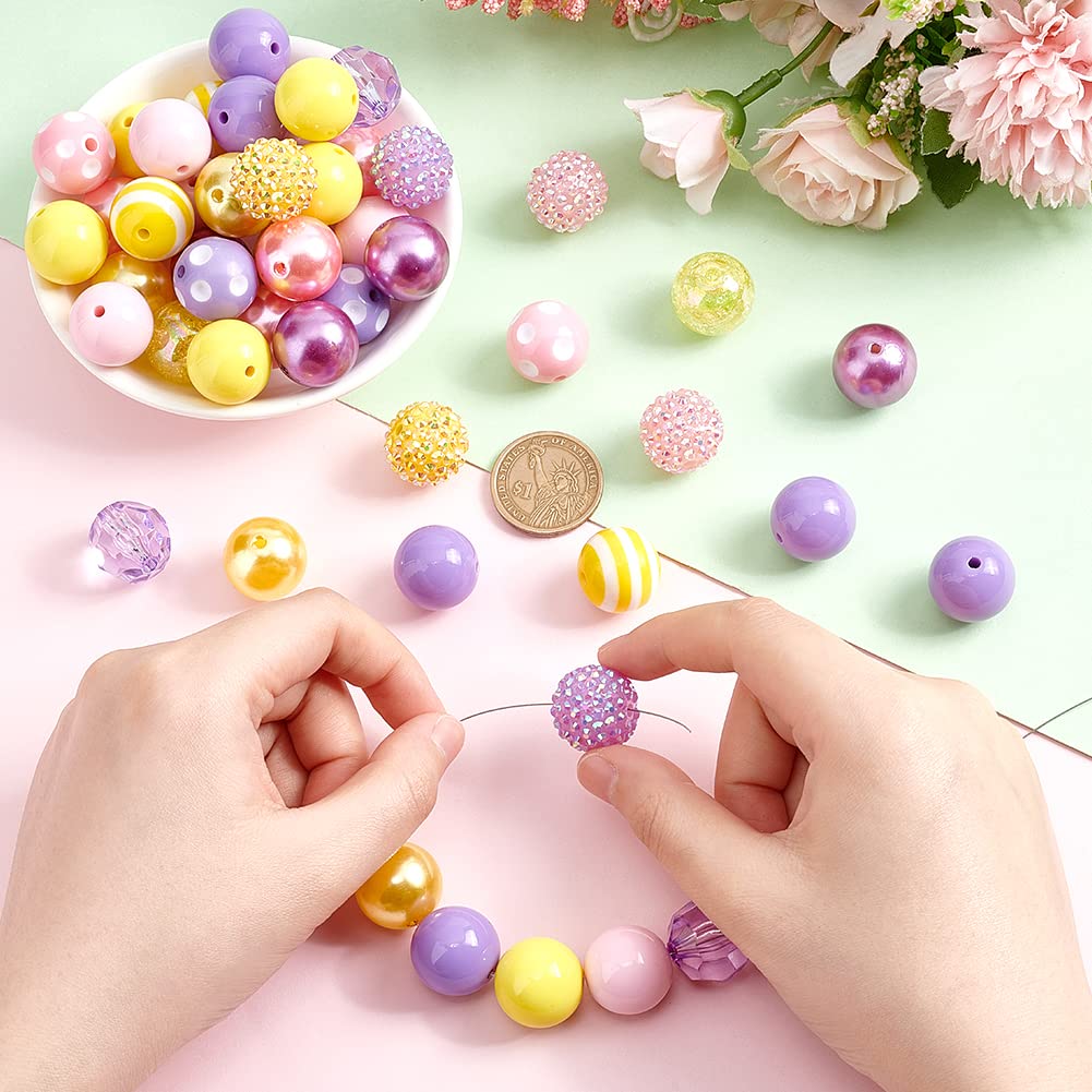 PandaHall 50 Perle Acriliche Nere 20mm: Grandi, Per Gioielli, Bracciali, Borse, Decorazioni Halloween