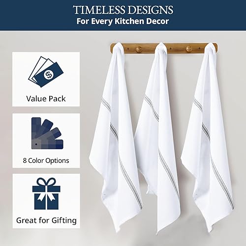 Miniatura 6 de LANE LINEN Juego de toallas de cocina 100% algodón puro súper absorbente, toallas de té grises, suaves y duraderas, paquete de 12  15 x 25 pulgadas,