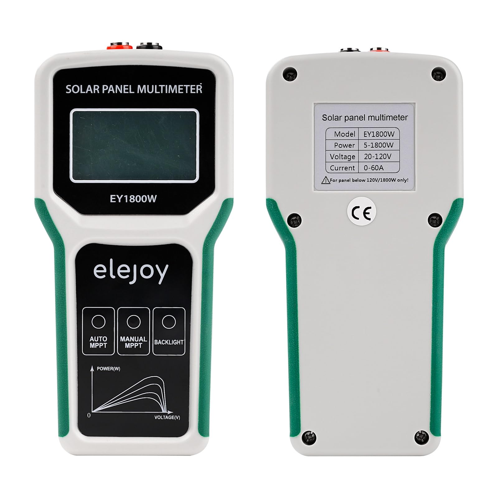 1800W Fotovoltaico Pannello Solare Tester MPPT, Multimetro Pannello Fotovoltaico Tester per Pannelli Solari con LCD Ultra Chiaro, Protezione da sovrapressione, sovratemperatura e sovracorrente
