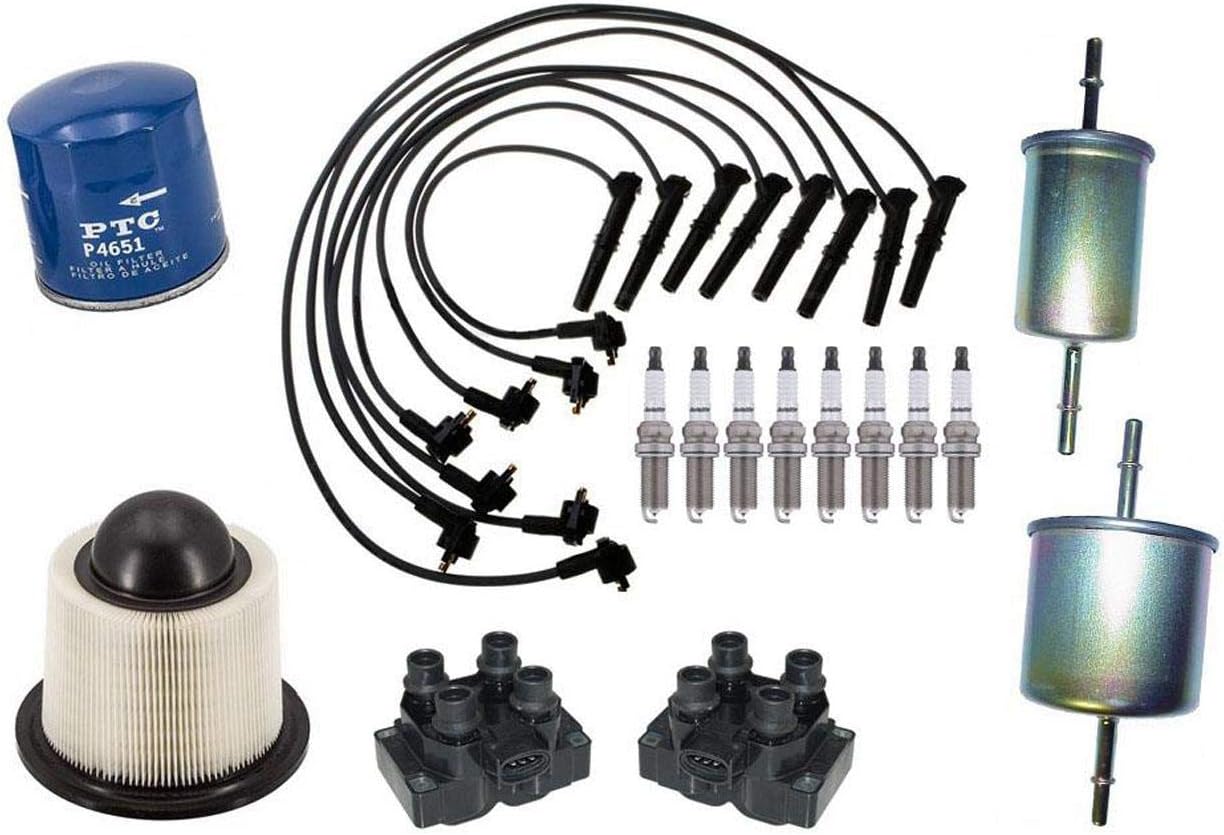 Mac Auto Parts Wires Ignition Coils Spark Plugs Air Gas Oil Filters Replacement Kit for Ford F150 4.6L 97-99
