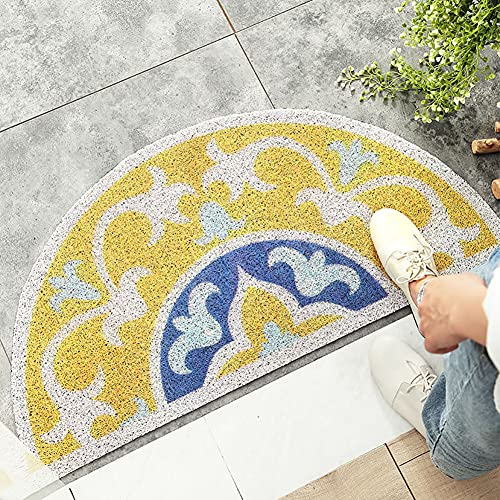 Outdoor Entrance Doormat Anti Slip Cute Door Mat Area Rug Rainbow Sun Printing Semi-Circular Floor Mats Bedroom Carpet Rugs Doormat Outdoor Entrance, Tulip 17.7 x35.4 