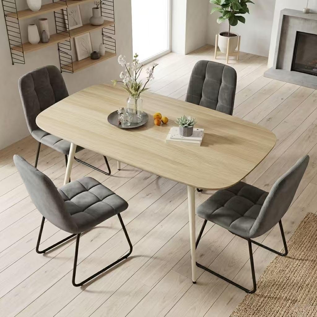JIEXI Set di tavolo da pranzo moderno per 4 persone, superficie resistente e 4 sedie a forma di U, mobili da cucina e sala da pranzo, per piccoli spazi