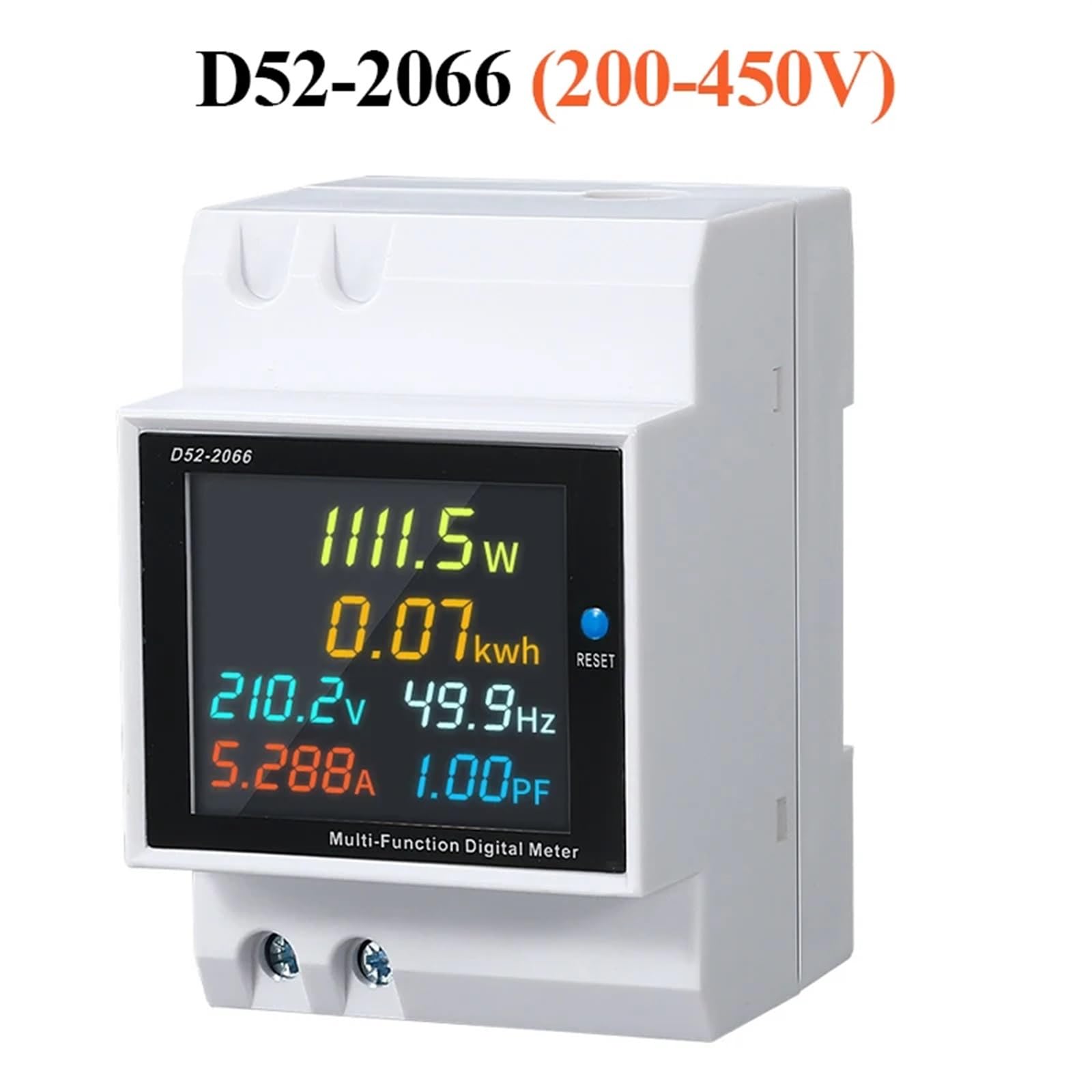 6 in 1 AC Monitor 110V 220V 380V 100A Voltage Current Power Factor Active KWH Electric Energy Frequency Meter Volt AMP(D52-2066 (200-450V))