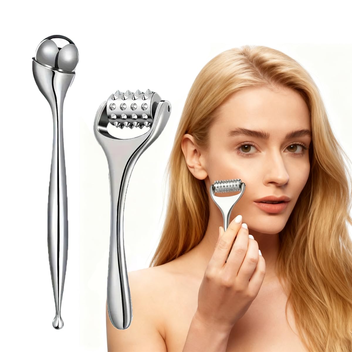 Single Piece Facial Roller and Eye Roller Facial Roller Massager - Reduces Puffiness Dark Circles Cooling Therapy for
