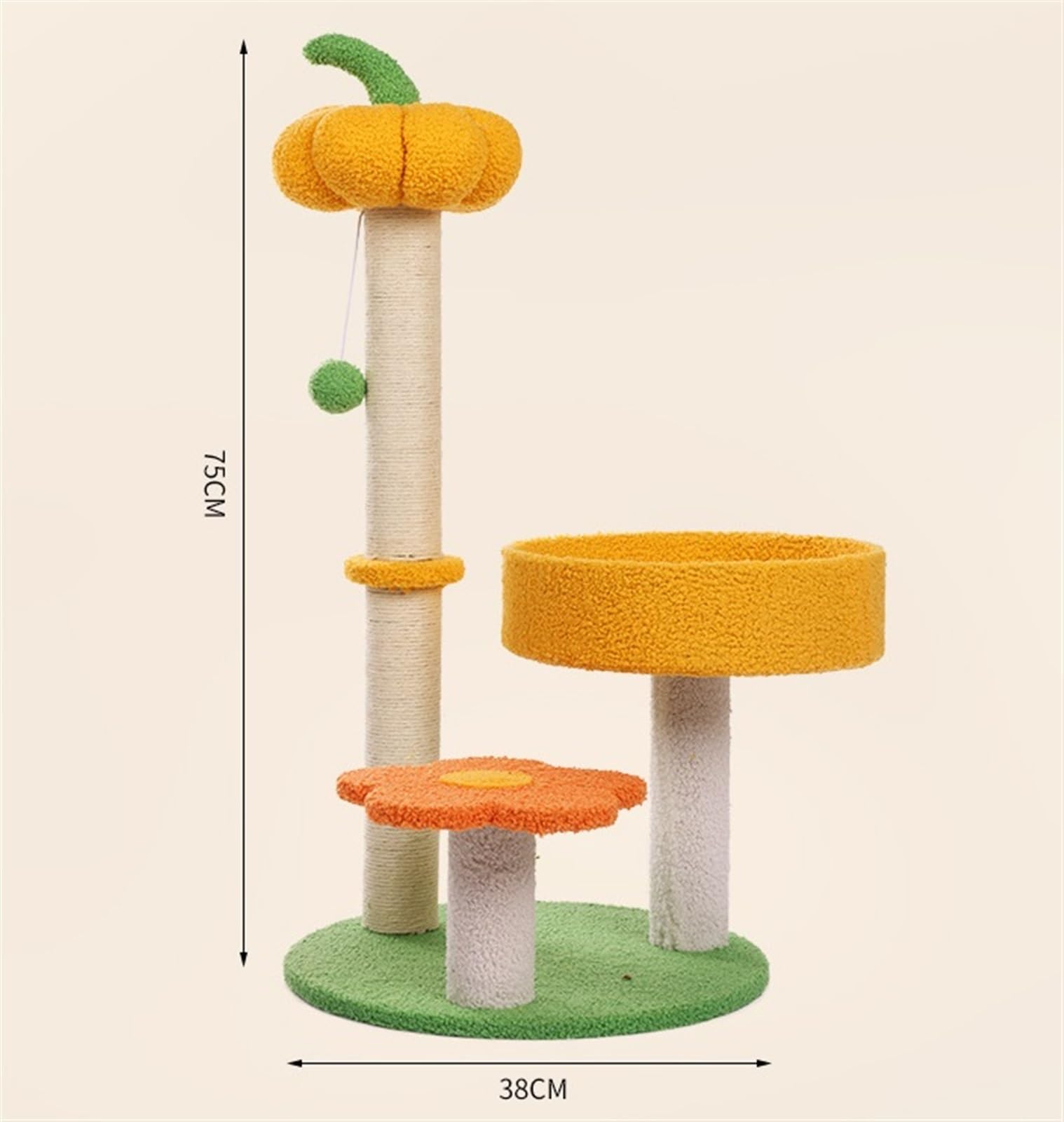 Albero per Gatti da Interno Esterno Tiragraffi per Gatti A Forma di Zucca Torre per Gatti Carina con Tiragraffi in Sisal Completamente Avvolto per Gatti Che Vivono in Casa