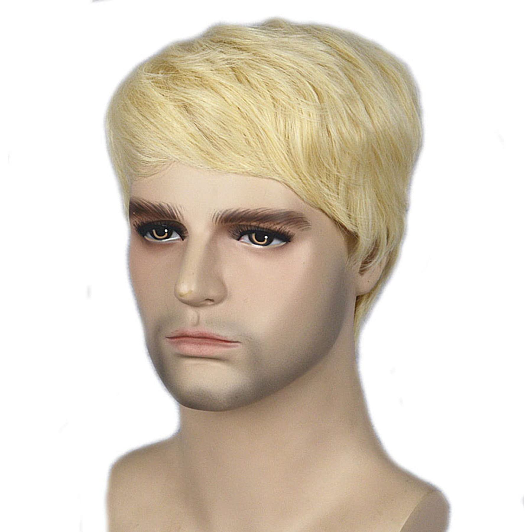 Lydell 6" Men Wig Short Straight Natural Hair Heat Resistant Synthetic Full Wigs Daily Cosplay Halloween (613D Blonde) - Image 4