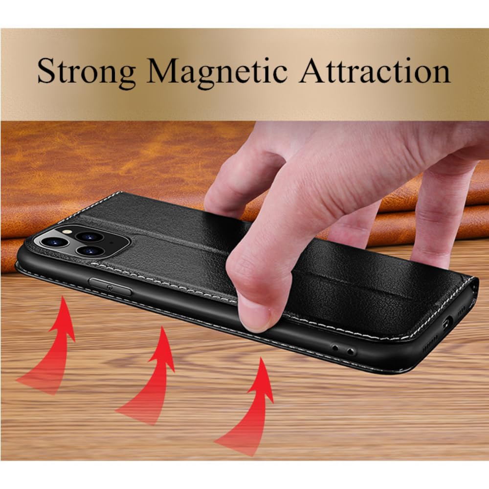 Funda de piel transparente para iPhone 15, 14, 13, 12, 11 Pro Max, XR, XS, X, 7, 8 Plus, SE 2020, 2022, con tapa magnética, color chocolate, para iPhone 11