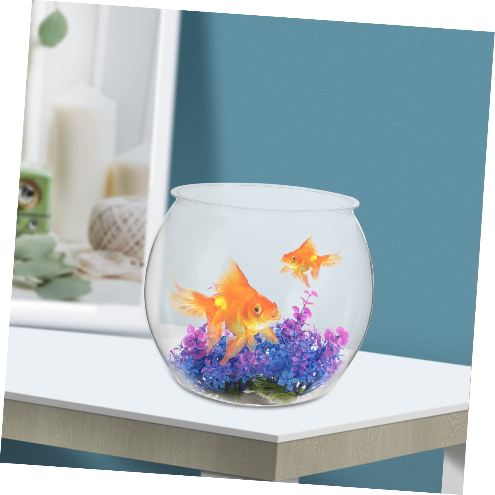 Sosoport Bocal à Poissons Plastique Transparent pour Aquarium De Bureau Bol De Poisson Décoratif Récipient pour Micro-Paysage