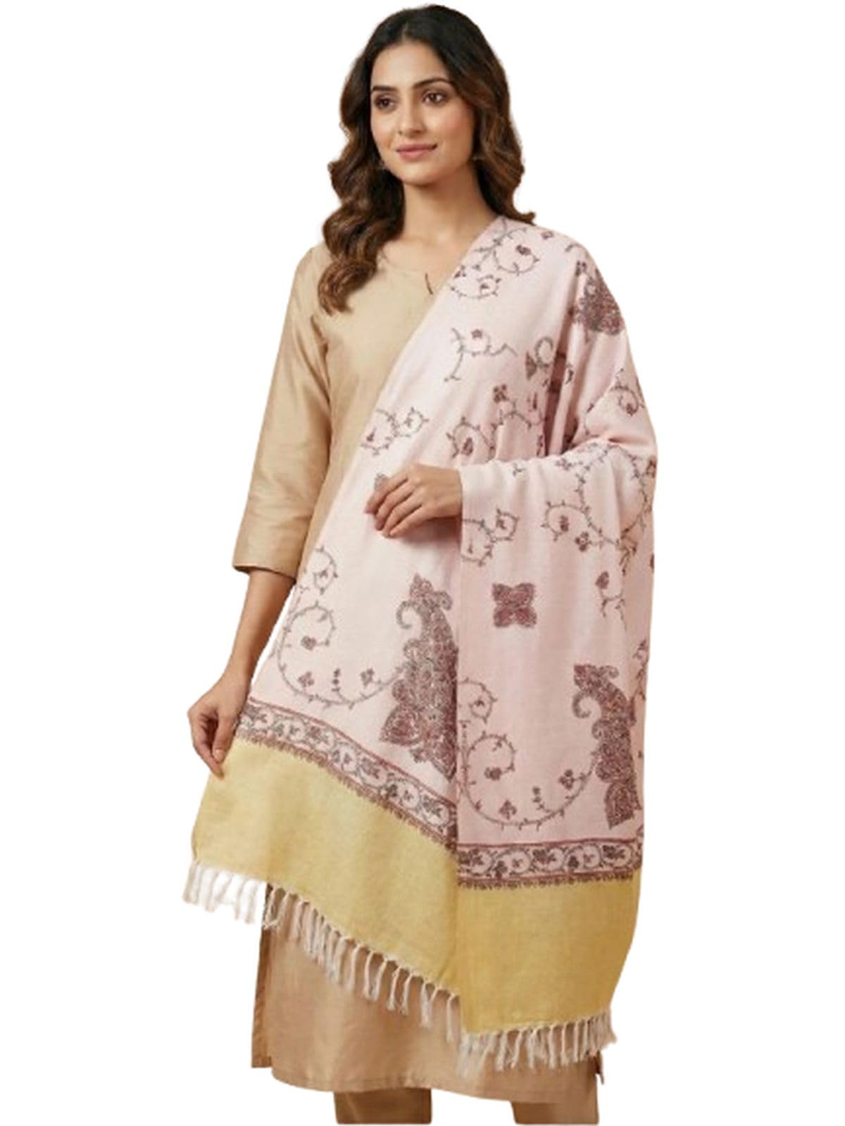 Women's Warm Winter Shawl/Stole – Fahionable Wool Blend Scarf with Tassels-image-28
