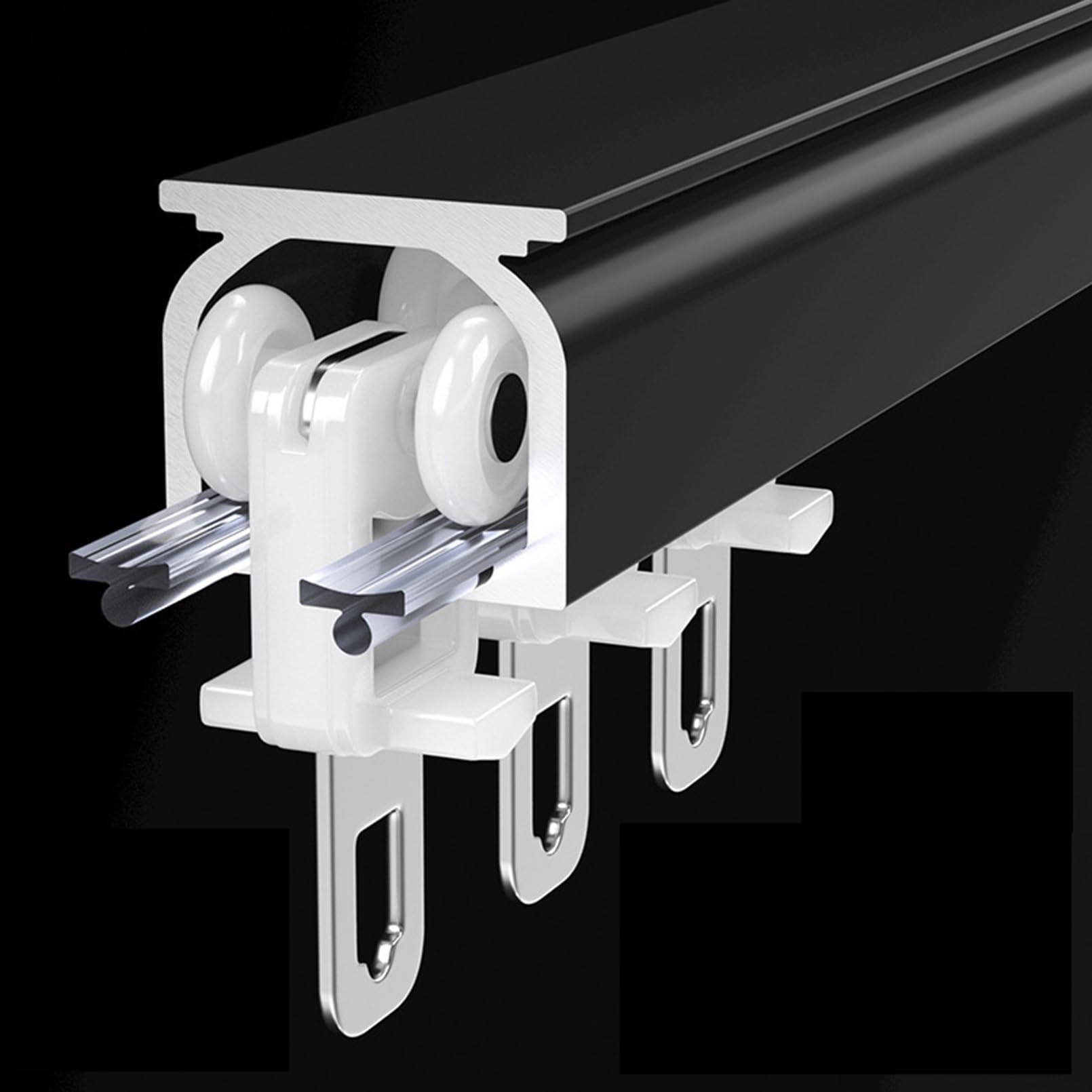 Rail De Rideau Robuste 1 M-6 M Rail Rideaux Plafond, Tringle À Rideaux Montage Au Plafond Ou Au Mur, Pour Salon, Chambre À Coucher, Séparateur De Pièce(Black-Ceiling,4m(4 * 1m))