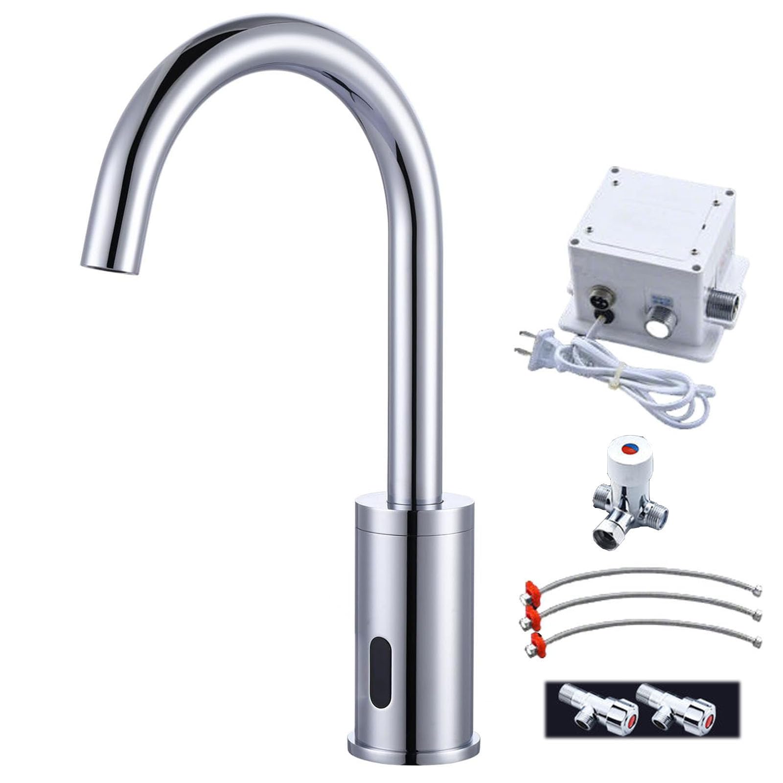 Grifo automático con sensor infrarrojo, giratorio de 360°, grifo de cocina eléctrico de latón profesional, antioxidante, ahorro de agua, funcionamiento sin contacto para cocina y baño
