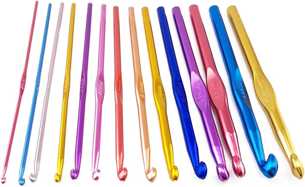 yueton 14 Sizes Aluminum Weave Craft Crochet Hook Needles Set Knitting Needles