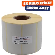Eko Termal Rulo Etiket, 20mm x 40mm 40000 Adet 8 Rulo Yan Yana 4li Sar lm  Rulolar 40mm Kuka  ap  Barkod yaz c lar ile uyumludur, Ribon kullanmadan yazd r labilir.