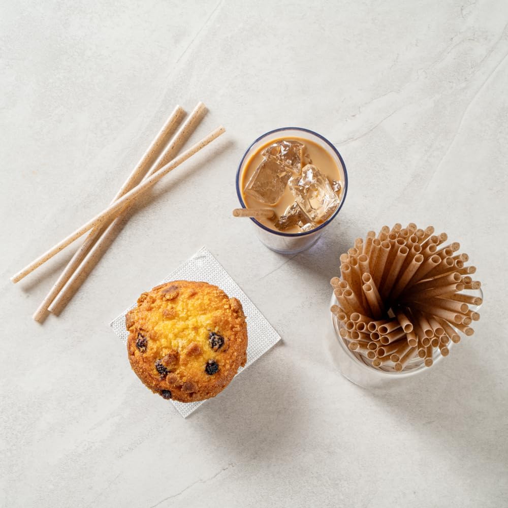 Restaurantware-Basic Nature Disposable Straws,Sustainable Straws - Sturdy, Won't Alter Flavors, Brown PLA/Coffee Ground Straw, For Hot And Cold Drinks