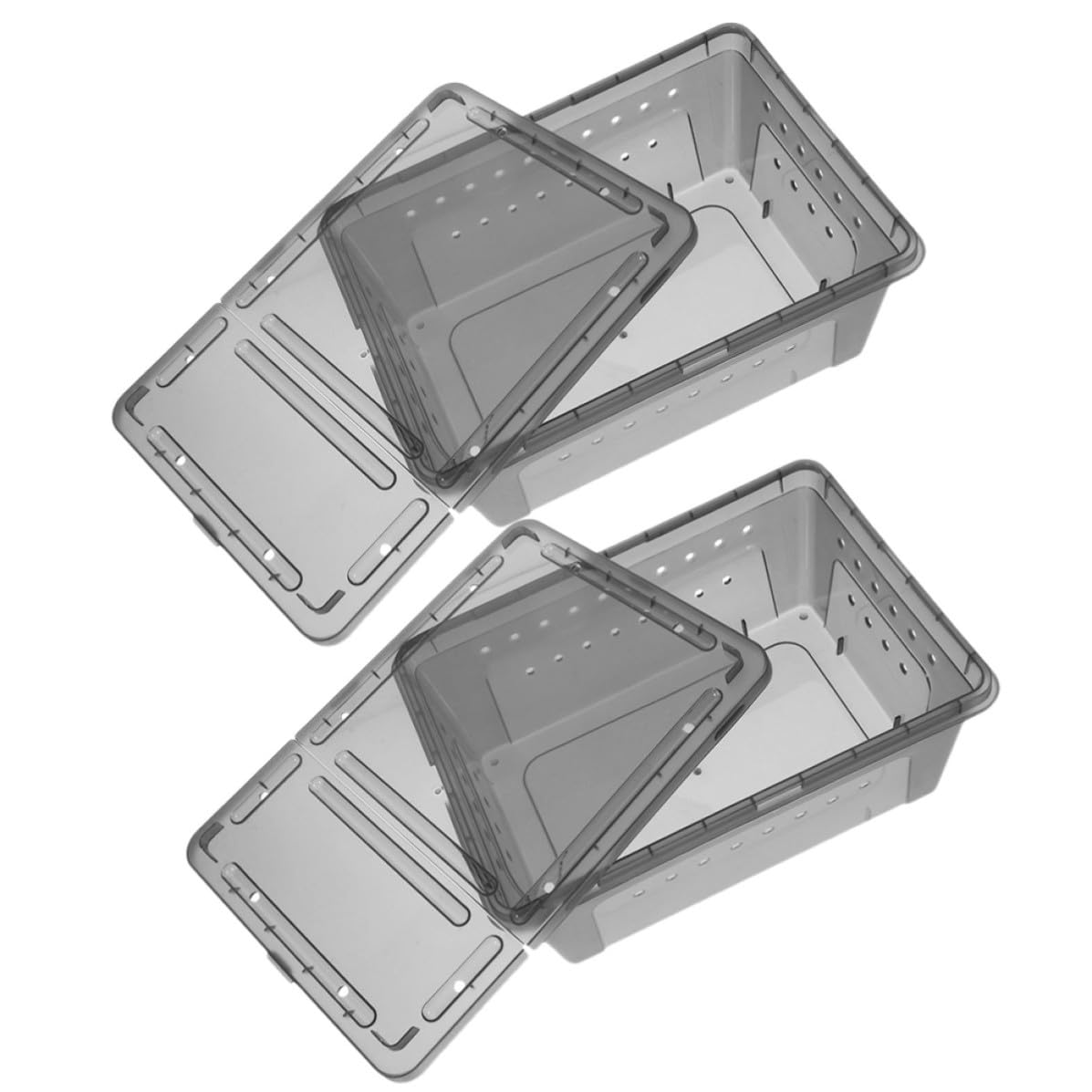 Plastic Reptile Breeding Box 2Pcs with Breathable Hole, Lizard Tank