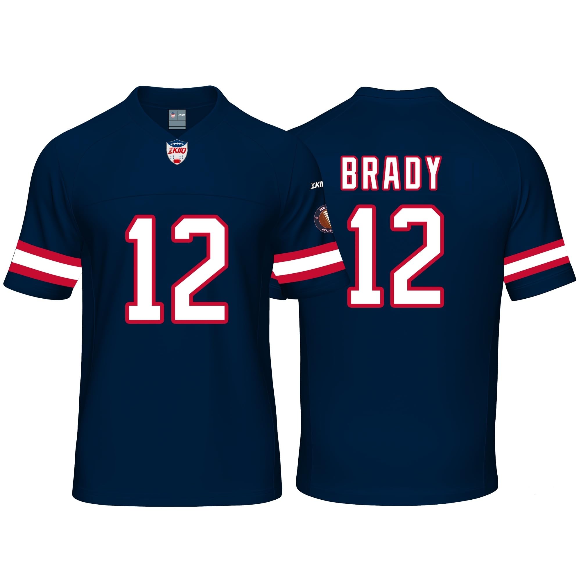 Custom Mens/Youth Football Stitched T-Shirt for Sports Fan Navy No Brand/Logos