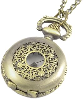 Qtqgoitem Women Retro Style Bronze Tone Hollow Out Metal Lobster Clasp Necklace Watch (Model: 9b1 ee6 ecf 8fc 752)