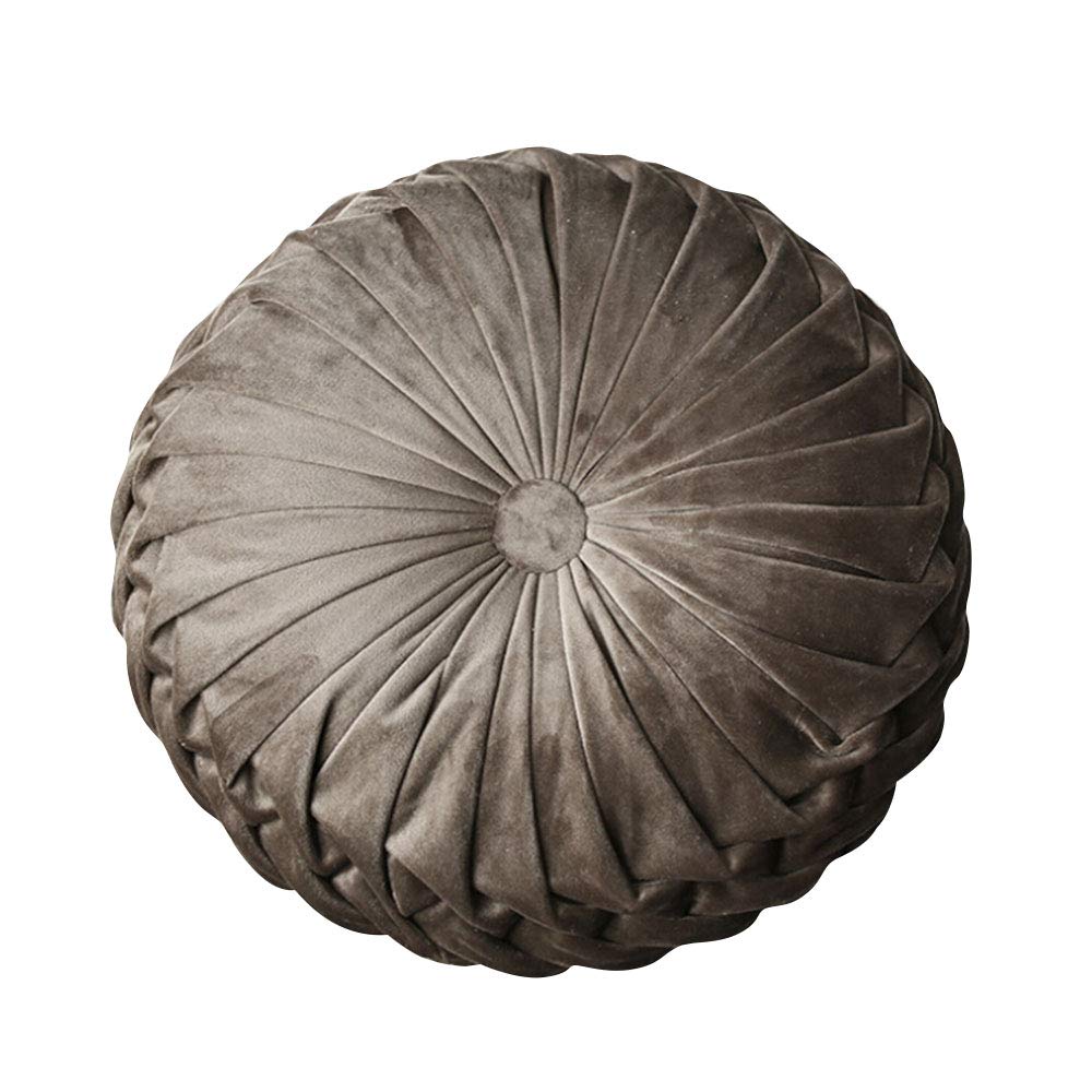 Alapaste Round Throw Pillow European Solid Color Pumpkin Plush Cushion Rouched Luxury Velvet Throw Pillow Home Decorative for Couch Sofa Bed Living Room