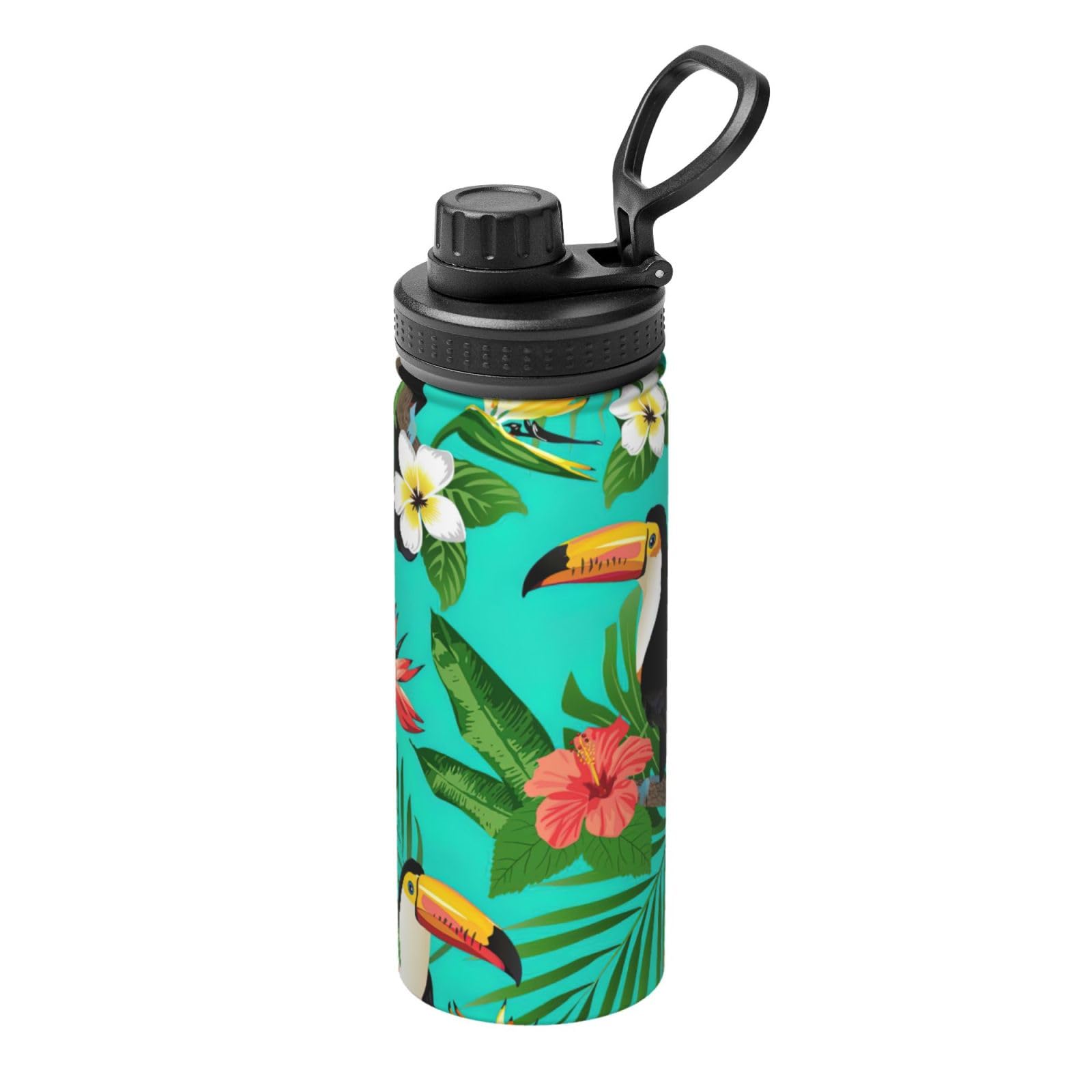 Kfjghhl Insulated Stainless Tropical Birds And Plant Leaf Steel Water Bottle For Sport Gym Travel Leak Camping Hiking Hydration