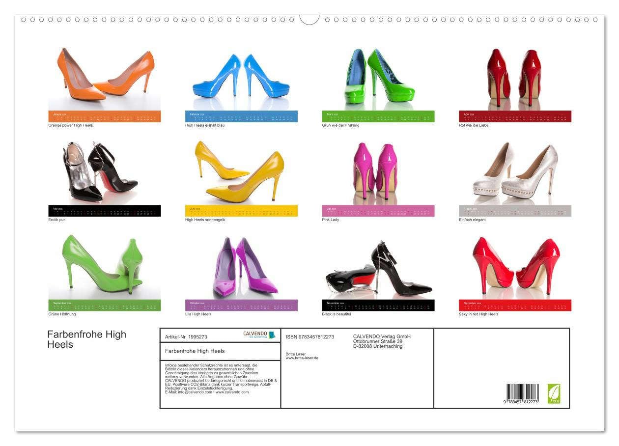 Farbenfrohe High Heels (Wandkalender 2026 DIN A2 quer), CALVENDO Monatskalender: High Heels können nicht nur sexy und erotisch, sondern durchaus auch farbenfroh sein. (CALVENDO Erotik)
